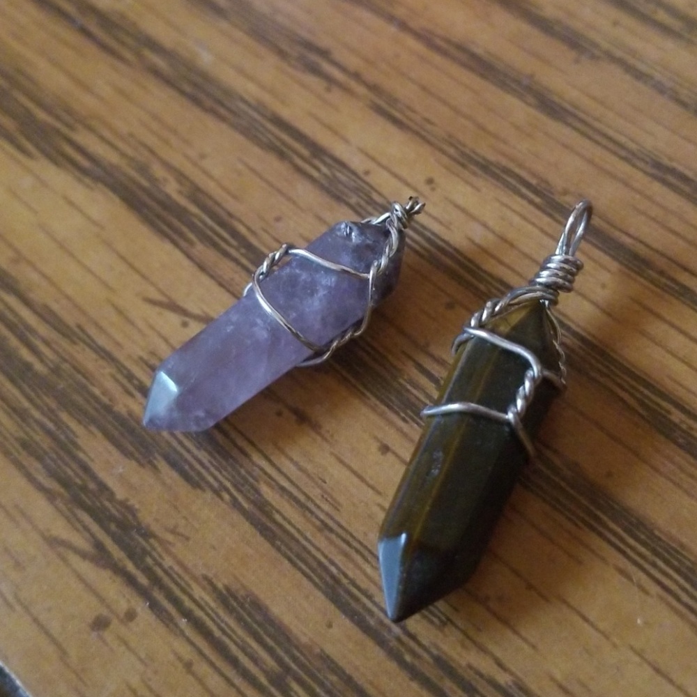 Wrapped Wire Crystal Pendants